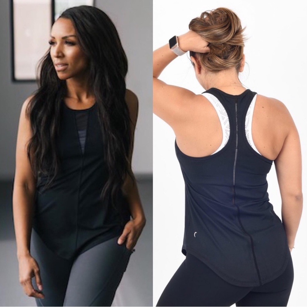 Zyia Active Effortless Black Mesh Detail Racerback Tank Women’s Size XXL Black